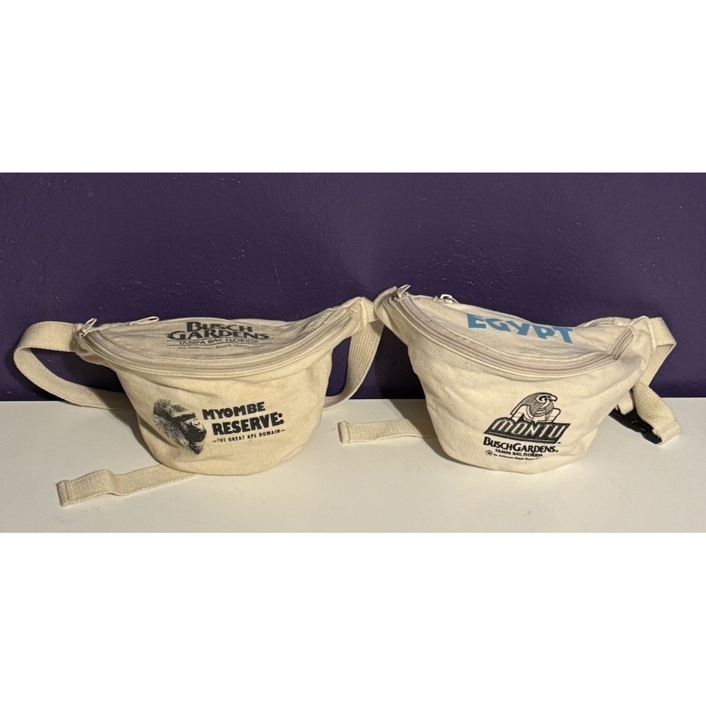 Vintage Busch Gardens Fanny Pack Hip Bag Lot  Promo Montu Myombe Reserve Rare